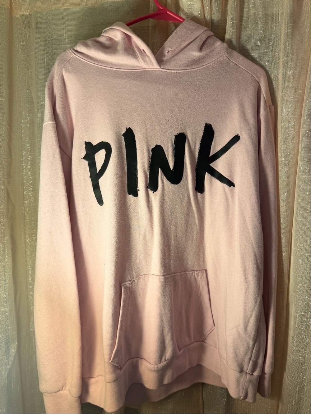 PINK Victoria's Secret Light Pink Hoodie with Black Logo